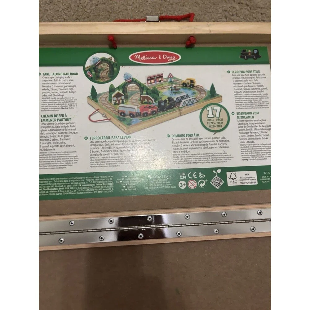 Melissa & Doug Wooden Take-Along Tabletop Railroad W/ Train & More